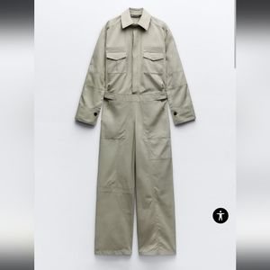 ZARA BEIGE FULL GABARDINE JUMPSUIT